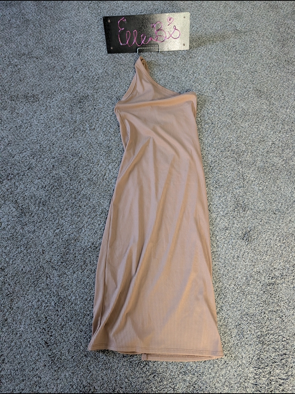 Nwt One-Shoulder Ribbed Midi Dress - Tan S - Picture 1 of 6